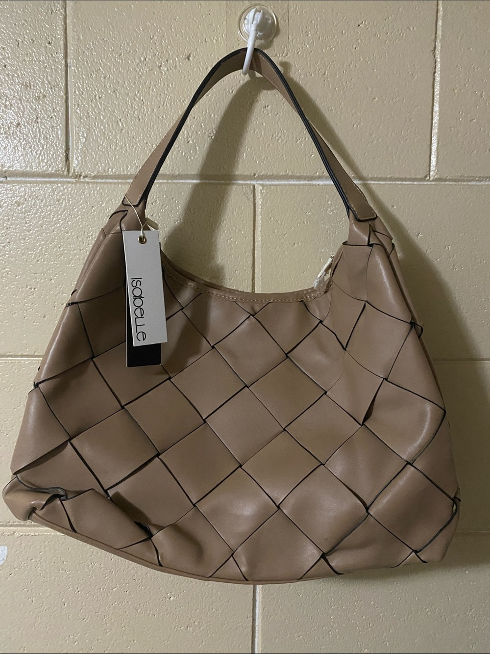 Isabelle Taupe Woven Shoulder Bag